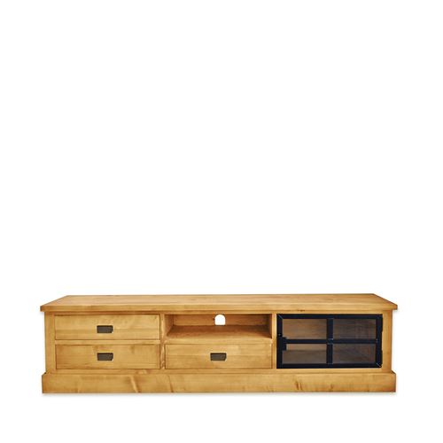 Meuble TV Industriel 3 Tiroirs+1 Porte Vintage en Bois et Metal - LOFT