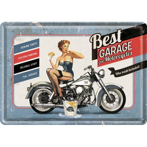 Nostalgic-Art Plaque en Metal 10 x 14 cm - Best Garage - Blue