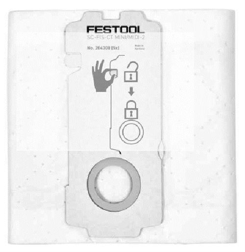 Sac filtre SelfClean SC-FIS-CT MINI/MIDI-2/5 FESTOOL - 5 pièces - 204308