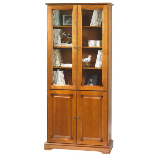 Bibliothèque 4 Portes Merisier Largeur 82 cm
