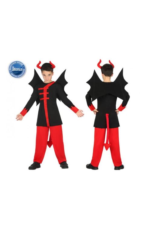 Deguisement de diable enfant noir et rouge t-3