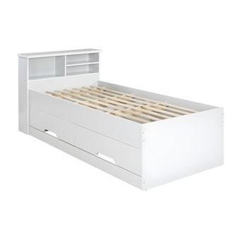 Lit Boris Avec Tiroirs Et Rangements Blanc 90x190cm Lit Pour Enfant Achat Prix Fnac