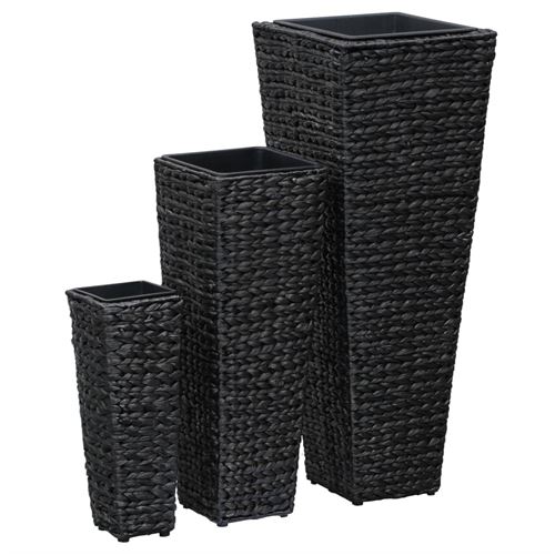 vidaXL Jardinières 3 pcs Jacinthe d'eau Noir