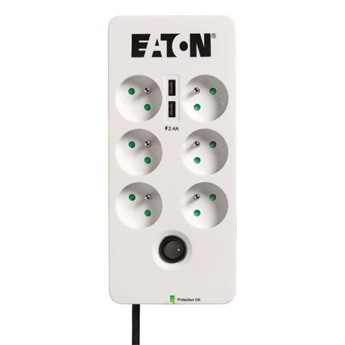 Périphériques Onduleurs et parafoudres Eaton Protection Box 6 USB FR - Multiprise parafoudre 6 prises - 2 ports USB