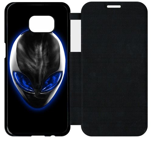 Etui À Rabat Flip Flap Samsung Galaxy S7 Edge Extra Terrestre Yeux Bleu