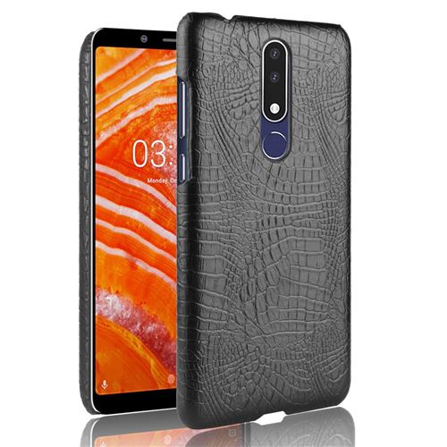 Etui en PU enduit de crocodile noir pour votre Nokia 3.1 Plus