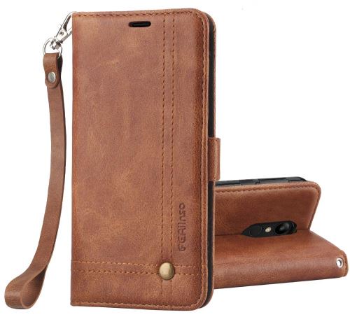 Housse pour Wiko Lenny 5 Housse Coque Etui de luxe Portefeuille Porte Carte Et Billet (avec support integré) marron