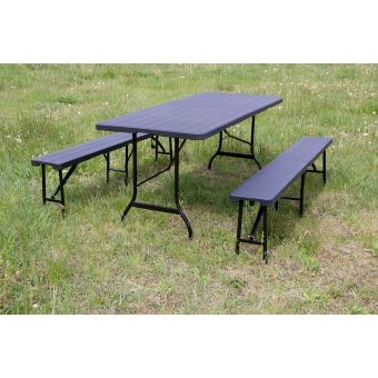 Table 2 Bancs Pliants Ensemble De Brasserie Noir Aspect Bois Mobilier De Jardin Achat Prix Fnac