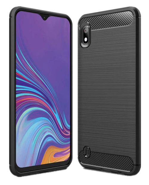 Samsung Galaxy A10 Housse Etui Housse Coque de protection Fibre de Carbone [Noir]