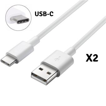 Lot 2 Cables USB-C Chargeur Blanc pour Xiaomi REDMI NOTE 8 PRO / NOTE 7 PRO  - Cable Type USB-C Port USB Data Chargeur Synchronisation Transfert Donnees  Mesure 1 Metre Phonillico® 