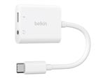 Belkin RockStar - USB-C vers jack de casque / adaptateur de charge - 24 pin USB-C mâle pour jack mini, 24 pin USB-C femelle - USB Power Delivery (60W)