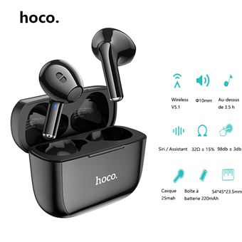 Écouteurs Intra-Auriculaire Sans Fil Bluetooth HOCO EW12-Noir - 1