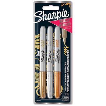 SHARPIE 3 Marqueurs Metallic, Or Argent Bronze, sous Blister