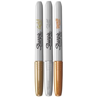 SHARPIE 3 Marqueurs Metallic, Or Argent Bronze, sous Blister