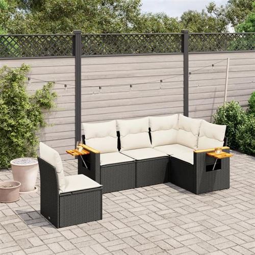 Vidaxl Noir Salon De Jardin 5 Pcs - Image 2