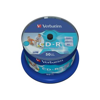 Verbatim DataLifePlus - 50 x CD-R - 700 Mo 52x - surface imprimable large - spindle - 1