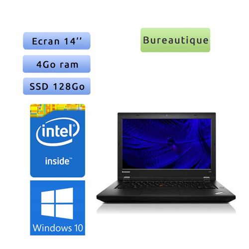 PC Portable Lenovo Thinkpad L440 - Windows 10 - 2Ghz 4Go 128Go SSD - 14 - Webcam - Ordinateur Portable PC Noir 14