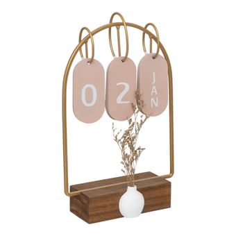 Calendrier Perpétuel Flip Flap Bois Naturel 19 Cm - Design Élégant Et Intemporel
