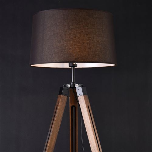 Lampadaire lampe trépied métal argenté lampadaire bois lampe salon