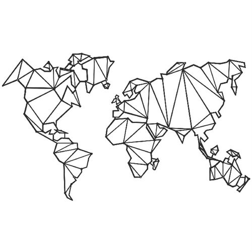 HOMEMANIA Décoration murale carte du monde - Noir - 120 x 1,5 x 72 cm -