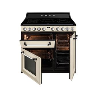 Centre de cuisson 90 cm, 2 fours et 1 gril, nettoyage vapor clean, 5 foyers induction avec booster, creme