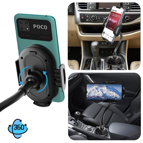 Extenseur de porte-gobelet de voiture avec support pour téléphone portable,  rotation à 360 °, support pour smartphones, accessoires intérieurs  automatiques - AliExpress