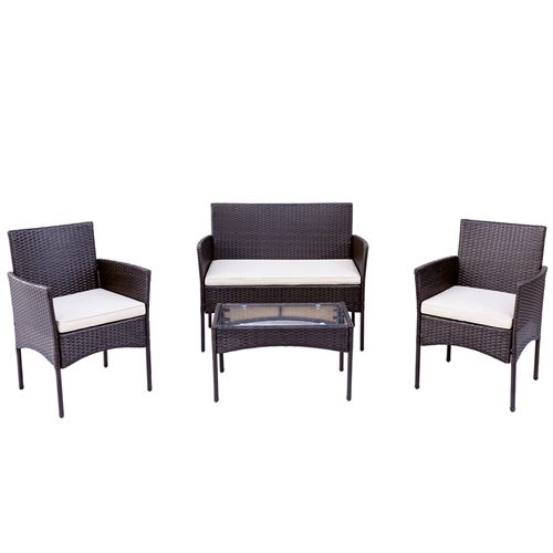 Ensemble de canapé de salon AEE Canapé table basse fauteuils 3 places marron