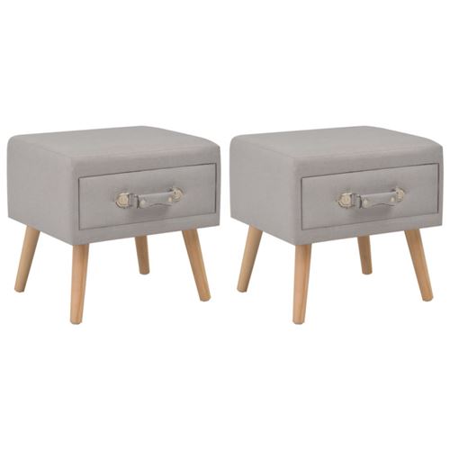 vidaXL Tables de chevet 2 pcs Gris 40x35x40 cm Tissu