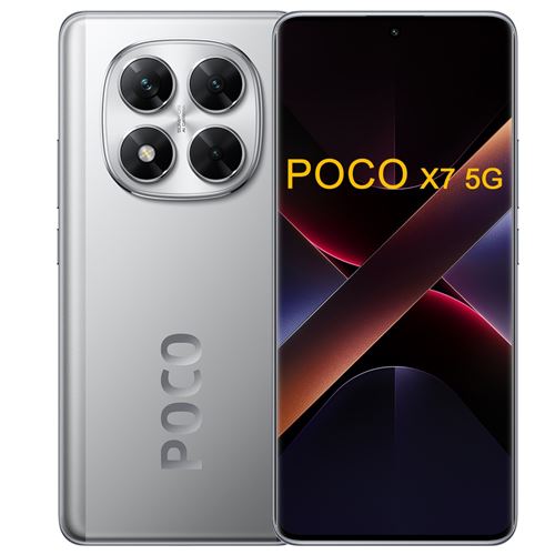 Xiaomi POCO X7 - 5G smartphone - double SIM - RAM 12 Go / Mémoire interne 512 Go - écran OEL - 6.67 - 2712 x 1220 pixels (120 Hz) - 3 x caméras arrière 50 MP, 8 MP, 2 MP - front camera 20 MP - argent