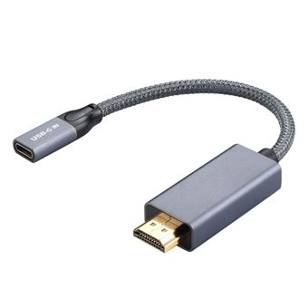 CABLING® Câble Adaptateur femelle USB-C vers prise mâle HDMI 4K 60 Hz -  câble nylon 20 cm