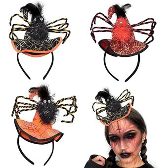Capgoost Serre-tête d'Halloween, bandeau d'araignée chauve-souris, masque en dentelle noire avec tatouage du visage d'Halloween, bandeau chauve-souris