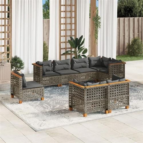Non Communiqué Gris Salon De Jardin Modulable Vidaxl Resine Tressee 8 Pieces 56.5 X 56.5 X 56.5