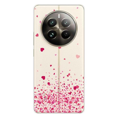 Coque en silicone imprimée compatible Realme 12 Pro 5G 12 Pro Plus 5G Confettis de Coeurs Rose