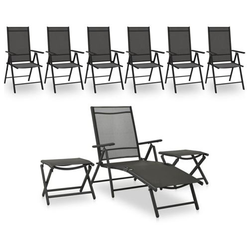 Non Communiqué Noir Salon De Jardin Vidaxl Aluminium 7 Personnes 9 Pieces