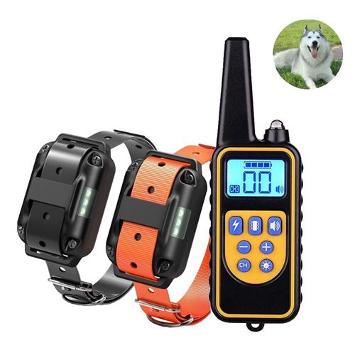 Meilleurs prix pour PUPOPAN Collier de dressage pour chien Collier d'entraînement à distance 800 mètres Rechargeable 100% Imperméable pour deux chiens