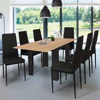 IDMarket - Table à Manger Dover 8 Personnes Bande Centrale Noire Design  Industriel 180 cm : : Cuisine et Maison