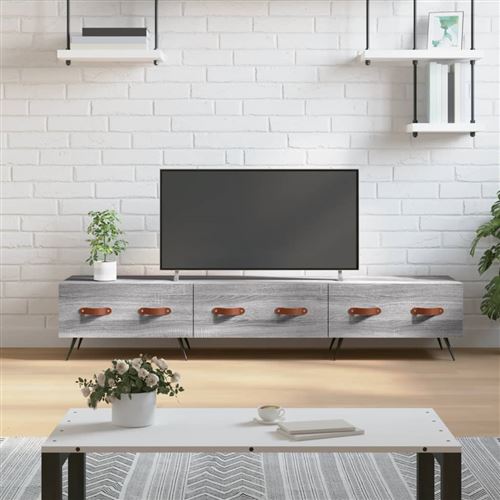 Vidaxl Gris Meuble Tv - Bois D'ingénierie - Image 3