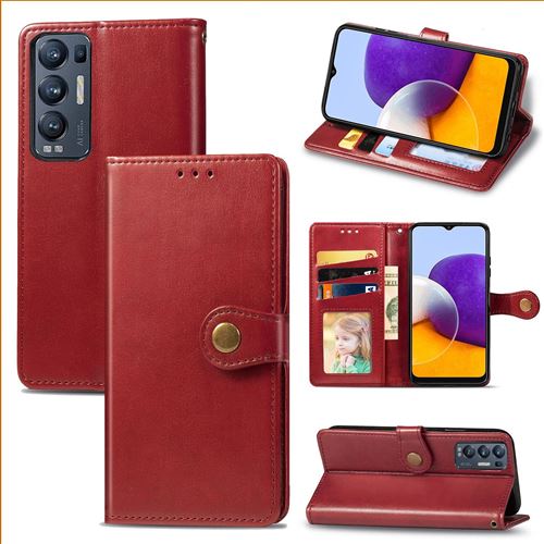 MPFRANCE Housse pour OPPO Find X3 Neo 5G Rouge [Porte Carte, etui portefeuille, boucle]