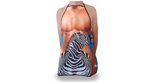 Tablier humoristique corps d'athlète et zèbre drole marrant sexy