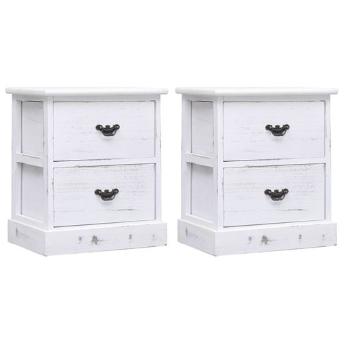vidaXL 2 pcs Tables de chevet Blanc 38x28x45 cm Bois de Paulownia