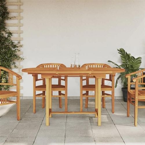 Non Communiqué Marron Vidaxl Table Extensible De Jardin 110-160X80x75 Cm Bois De Teck Solide, Table D'extérieur, Mobilier De Jardin, Mobilier De 363486