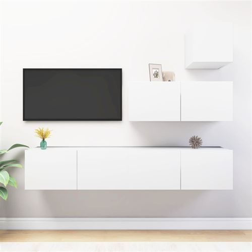 Non Communiqué Blanc Ensemble De Meubles Tv 4 Pcs Bois D Ingénierie