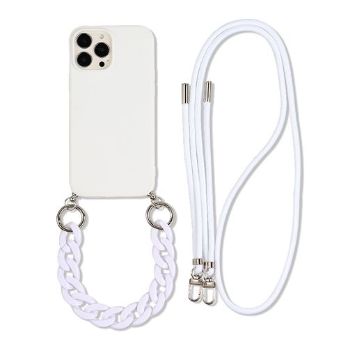 Chaîne De Cou Pour Téléphone - Lanière Cuir Et Chaîne Métal Réglable Universelle Avec Patchs