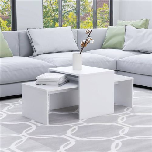 VIDAXL - Table basse - Ensemble - Blanc - 100x48x40 cm - Image 3