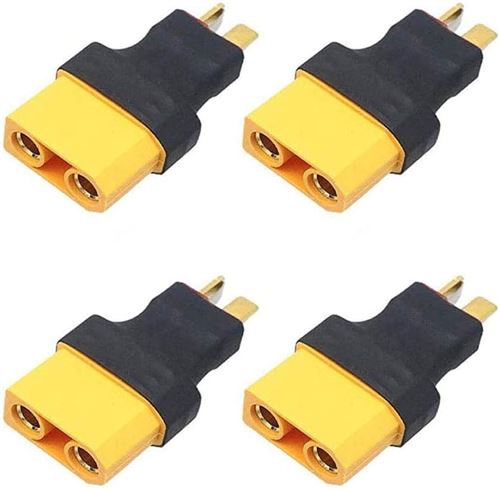 Lot de 4 adaptateurs - Connecteur Femelle XT90 vers mâle T Deans, idéal pour RC Car, Avions et Batteries Lipo ESC - sans Fil