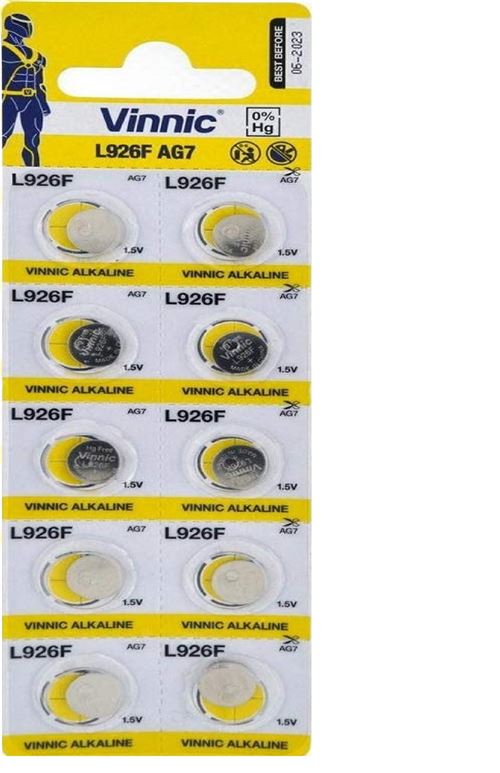 Lot de 10 piles AG7 VInnic 1.5V alcaline