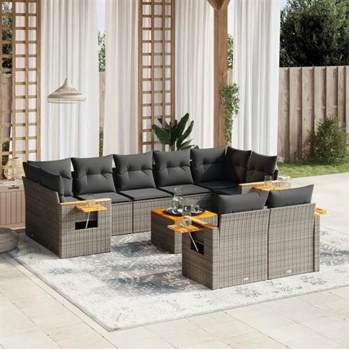 Non Communiqué Gris Salon De Jardin Modulable Vidaxl Resine Tressee 10 Pieces 9 Personnes