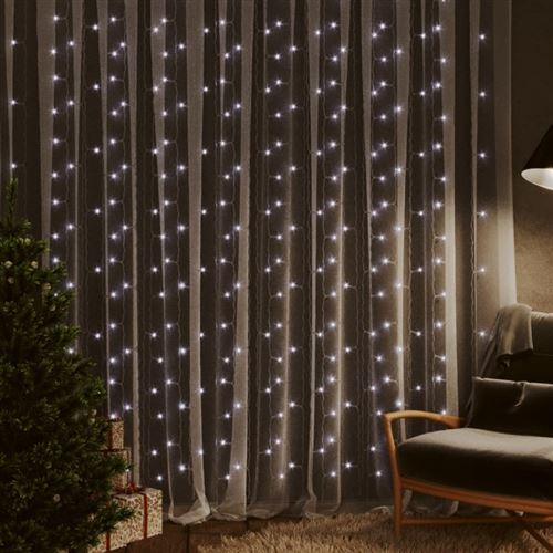 vidaXL Rideaux lumineux à LED 3x3 m 300 LED Blanc froid 8 fonctions