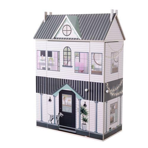 Maison de poupée en bois enfant 3 étages avec 13 accessoires de mobilier blanche Olivia’s Little World TD-13632A