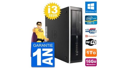 Pc hp compaq pro 6300 sff intel i3-3220 ram 16go disque dur 1to windows 10 wifi